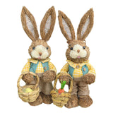 Maxbell Cartoon 2 Pieces Easter Bunny Rabbit Straw Figures 35cm Ornaments Lifelike Style E