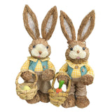 Maxbell Cartoon 2 Pieces Easter Bunny Rabbit Straw Figures 35cm Ornaments Lifelike Style E