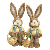 Maxbell Cartoon 2 Pieces Easter Bunny Rabbit Straw Figures 35cm Ornaments Lifelike Style E