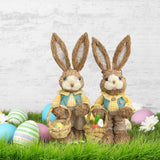 Maxbell Cartoon 2 Pieces Easter Bunny Rabbit Straw Figures 35cm Ornaments Lifelike Style E