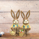 Maxbell Cartoon 2 Pieces Easter Bunny Rabbit Straw Figures 35cm Ornaments Lifelike Style E