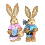 Maxbell Cartoon 2 Pieces Easter Bunny Rabbit Straw Figures 35cm Ornaments Lifelike Style F
