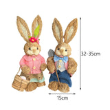 Maxbell Cartoon 2 Pieces Easter Bunny Rabbit Straw Figures 35cm Ornaments Lifelike Style G