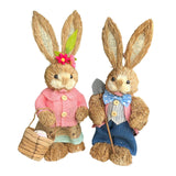 Maxbell Cartoon 2 Pieces Easter Bunny Rabbit Straw Figures 35cm Ornaments Lifelike Style G