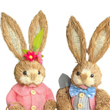 Maxbell Cartoon 2 Pieces Easter Bunny Rabbit Straw Figures 35cm Ornaments Lifelike Style G