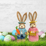 Maxbell Cartoon 2 Pieces Easter Bunny Rabbit Straw Figures 35cm Ornaments Lifelike Style H