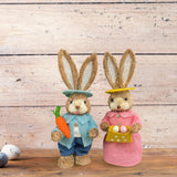 Maxbell Cartoon 2 Pieces Easter Bunny Rabbit Straw Figures 35cm Ornaments Lifelike Style H