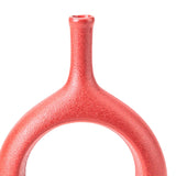 Maxbell Donut Vase Home Bedroom Tabletop Flower Vase with Hole Office Decorative Red