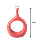 Maxbell Donut Vase Home Bedroom Tabletop Flower Vase with Hole Office Decorative Red