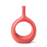 Maxbell Donut Vase Home Bedroom Tabletop Flower Vase with Hole Office Decorative Red