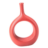 Maxbell Donut Vase Home Bedroom Tabletop Flower Vase with Hole Office Decorative Red