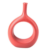 Maxbell Donut Vase Home Bedroom Tabletop Flower Vase with Hole Office Decorative Red