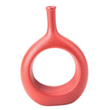Maxbell Donut Vase Home Bedroom Tabletop Flower Vase with Hole Office Decorative Red