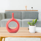 Maxbell Donut Vase Home Bedroom Tabletop Flower Vase with Hole Office Decorative Red