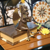 Maxbell Dragon Reading Book Statue Decor Dragon Statue for Garden Housewarming
