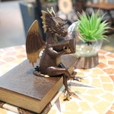 Maxbell Dragon Reading Book Statue Decor Dragon Statue for Garden Housewarming