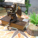 Maxbell Dragon Reading Book Statue Decor Dragon Statue for Garden Housewarming