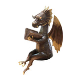 Maxbell Dragon Reading Book Statue Decor Dragon Statue for Garden Housewarming