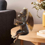 Maxbell Dragon Reading Book Statue Decor Dragon Statue for Garden Housewarming