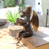 Maxbell Dragon Reading Book Statue Decor Dragon Statue for Garden Housewarming