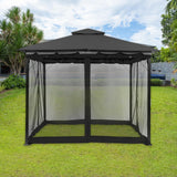 Maxbell Outside Canopy Large Louvered Pergola Rectangular 10" Outdoor Gazebo Netting black 10x12FT