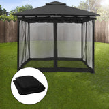 Maxbell Outside Canopy Large Louvered Pergola Rectangular 10" Outdoor Gazebo Netting black 10x12FT
