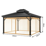 Maxbell Outside Canopy Large Louvered Pergola Rectangular 10" Outdoor Gazebo Netting khaki 10x10FT