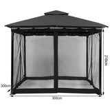 Maxbell Outside Canopy Large Louvered Pergola Rectangular 10" Outdoor Gazebo Netting khaki 10x10FT