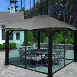 Maxbell Outside Canopy Large Louvered Pergola Rectangular 10" Outdoor Gazebo Netting khaki 10x10FT