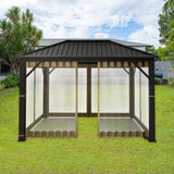 Maxbell Outside Canopy Large Louvered Pergola Rectangular 10" Outdoor Gazebo Netting khaki 10x10FT