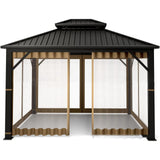 Maxbell Outside Canopy Large Louvered Pergola Rectangular 10" Outdoor Gazebo Netting khaki 10x10FT