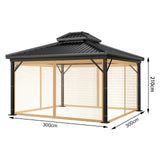 Maxbell Outside Canopy Large Louvered Pergola Rectangular 10" Outdoor Gazebo Netting khaki 10x12FT