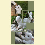 Maxbell 2Pcs Rabbit Garden Statue Animal Figurines for Outdoor Backyard Fairy Garden