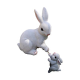 Maxbell 2Pcs Rabbit Garden Statue Animal Figurines for Outdoor Backyard Fairy Garden