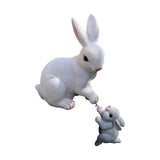 Maxbell 2Pcs Rabbit Garden Statue Animal Figurines for Outdoor Backyard Fairy Garden
