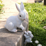 Maxbell 2Pcs Rabbit Garden Statue Animal Figurines for Outdoor Backyard Fairy Garden