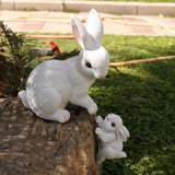 Maxbell 2Pcs Rabbit Garden Statue Animal Figurines for Outdoor Backyard Fairy Garden