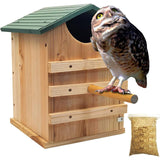 Maxbell Wooden Owl House Birds Cage with Stand Perch Owl Nesting Box with Bird Stand