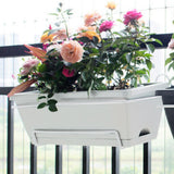 Maxbell Vegetable Flower Planter with Shelf Window Flower Box for Balcony Rail Porch Light gray