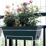 Maxbell Vegetable Flower Planter with Shelf Window Flower Box for Balcony Rail Porch dark green