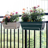 Maxbell Vegetable Flower Planter with Shelf Window Flower Box for Balcony Rail Porch dark green