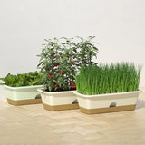 Maxbell Balcony Planter Resin Nordic Rectangle Planters Box for Outdoor Garden Porch Beige