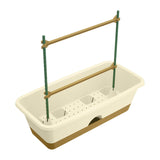 Maxbell Balcony Planter Resin Nordic Rectangle Planters Box for Outdoor Garden Porch Beige
