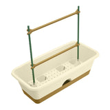 Maxbell Balcony Planter Resin Nordic Rectangle Planters Box for Outdoor Garden Porch Beige
