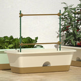 Maxbell Balcony Planter Resin Nordic Rectangle Planters Box for Outdoor Garden Porch Beige
