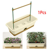 Maxbell Balcony Planter Resin Nordic Rectangle Planters Box for Outdoor Garden Porch Beige