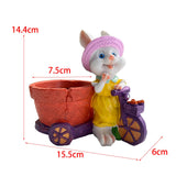 Maxbell Lovely Rabbit Flowerpots Resin Cartoon Planter Pots for Fairy Garden Desktop Girl