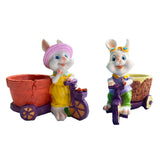 Maxbell Lovely Rabbit Flowerpots Resin Cartoon Planter Pots for Fairy Garden Desktop Girl