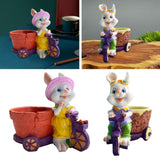 Maxbell Lovely Rabbit Flowerpots Resin Cartoon Planter Pots for Fairy Garden Desktop Girl
