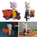 Maxbell Lovely Rabbit Flowerpots Resin Cartoon Planter Pots for Fairy Garden Desktop Girl